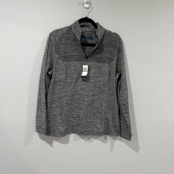 Perry Ellis Women's 1/4 Zip Long Sleeve Heather Golf Pullover, Sun Protection L - Picture 2 of 8